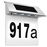 LAMPA SOLARNA Z NUMEREM DOMU STAL NIERDZEWNA BIAŁA