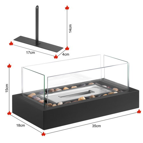 BIOKOMINEK WOLNOSTOJĄCY STOŁOWY DO DOMU OGRODU TARAS 35x18x15 cm
