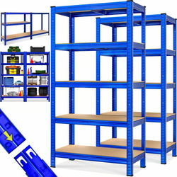 2x METALOWY REGAŁ MAGAZYNOWY DO GARAŻU NIEBIESKI 875kg 180x90x40cm 