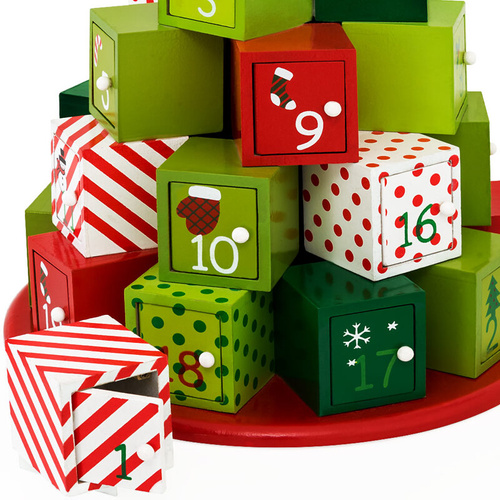 KALENDARZ DREWNIANY ADWENTOWY PIRAMIDA ŚWIĄTECZNA