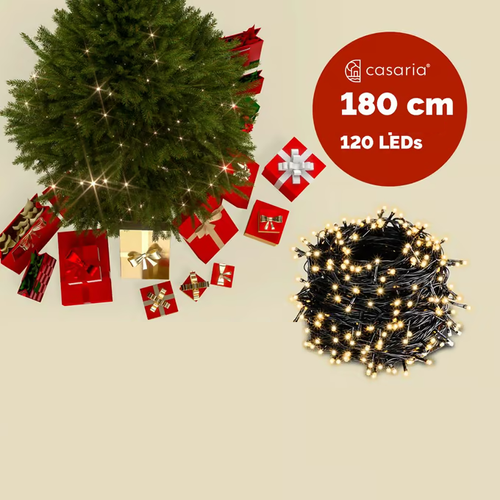 CHOINKA SZTUCZNA 180 CM LED DRZEWKO ŚWIĄTECZNE Z LAMPKAMI ZE STOJAKIEM