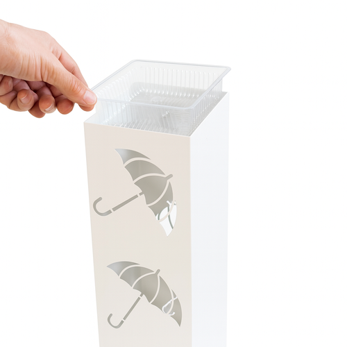 STOJAK NA PARASOLE PARASOLNIK Z OCIEKACZEM BIAŁY