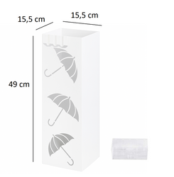 STOJAK NA PARASOLE PARASOLNIK Z OCIEKACZEM BIAŁY