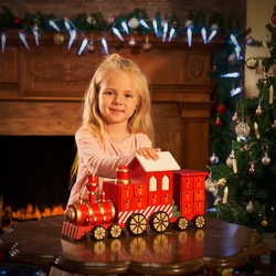 KALENDARZ DREWNIANY ADWENTOWY LOKOMOTYWA OZDOBA ŚWIĄTECZNA