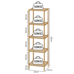 SZAFKA ŁAZIENKA PRZEDPOKÓJ BAMBUSOWA 5 PÓŁEK