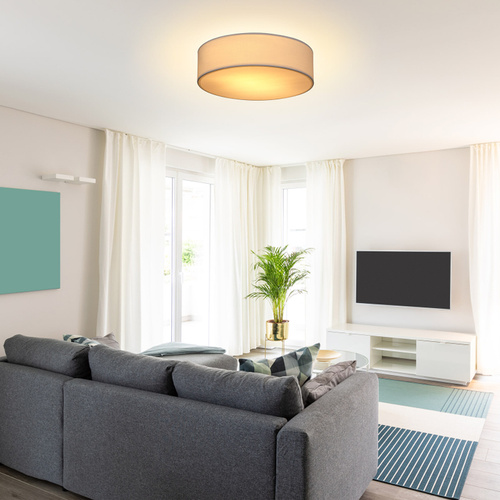 LAMPA SUFITOWA BIAŁA PLAFON TKANINA 38cm