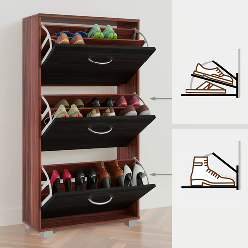 SZAFKA PÓŁKA REGAŁ 3 SZUFLADY NA BUTY CZARNY