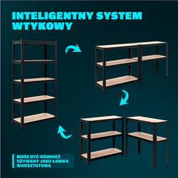 ZESTAW 3 x METALOWY REGAŁ MAGAZYNOWY NAROŻNY CZARNY XXL