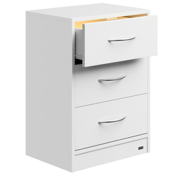 SZAFKA NOCNA KOMODA OŚWIETLENIE LED 3 SZUFLADY BIAŁA 54x39x28cm