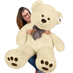 DUŻY MIŚ PLUSZOWY GIGANT KREMOWY 100CM DZIEŃ DZIECKA 