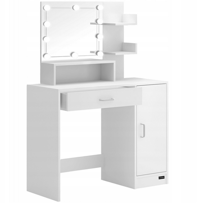 BIAŁA TOALETKA KOSMETYCZNA Z LUSTREM LED