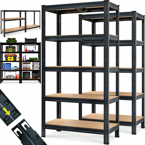 2x METALOWY REGAŁ MAGAZYNOWY DO GARAŻU CZARNY 875kg 180x90x40cm 