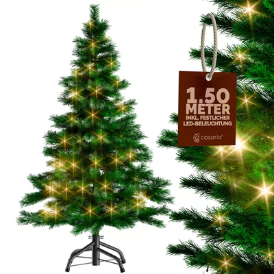 CHOINKA SZTUCZNA 150 CM LED DRZEWKO ŚWIĄTECZNE Z LAMPKAMI ZE STOJAKIEM