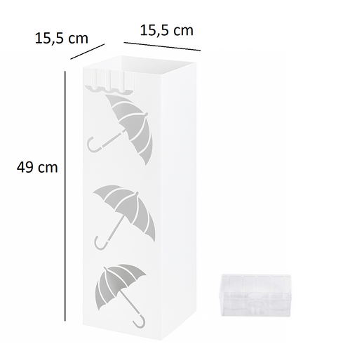 STOJAK NA PARASOLE PARASOLNIK Z OCIEKACZEM BIAŁY