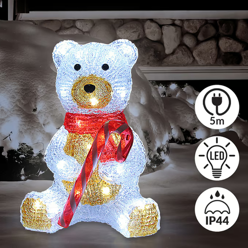 FIGURKA ŚWIĄTECZNA MIŚ AKRYLOWA LED 25 CM OZDOBA
