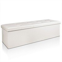 SKŁADANA PUFA KUFER SIEDZISKO SCHOWEK ŁAWA BIAŁA