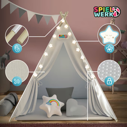 NAMIOT DLA DZIECI TIPI BIAŁY PODUSZKI MATA 120x120x160cm