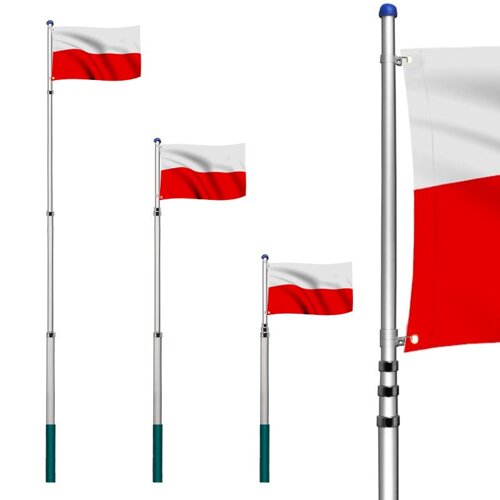 MASZT NA FLAGE TELESKOPOWY 6,3m + POLSKA FLAGA