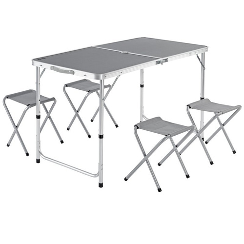 ZESTAW ALUMINIOWY STOLIK TURYSTYCZNY KRZESŁA SZARY