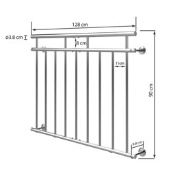 BALKON FRANCUSKI BALUSTRADA 90X128 STAL NIERDZEWNA